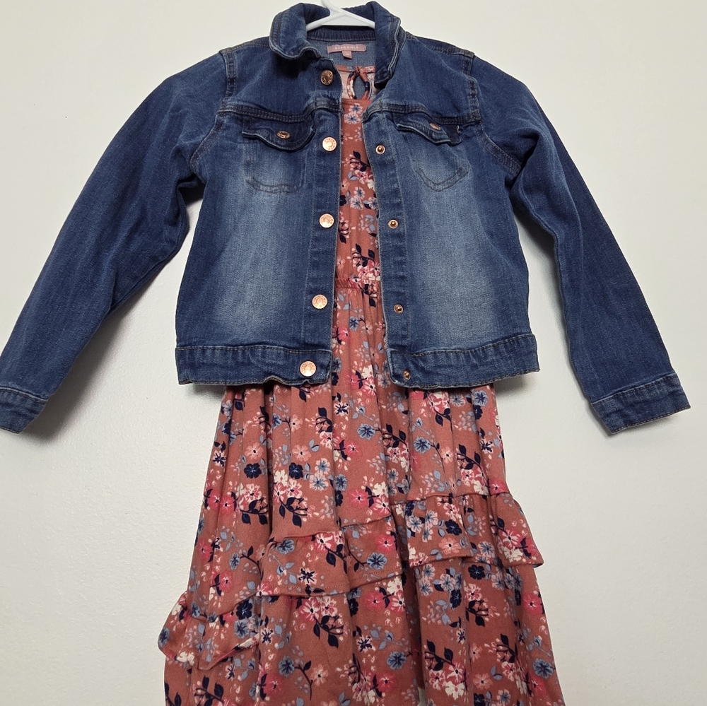 BCBG Denim Jacket with Floral Dress Set Sz 6X - Picture 4 of 12